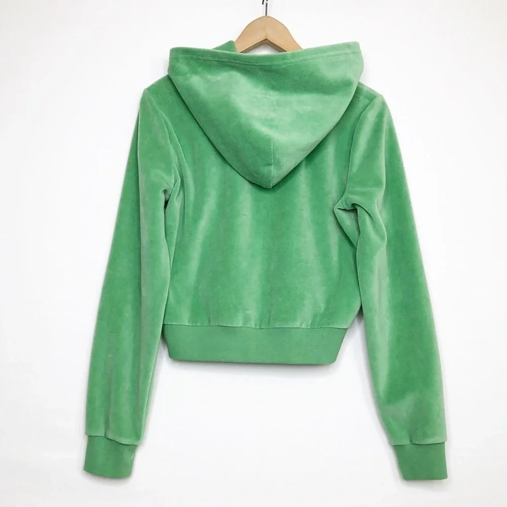 TNA Green velour zip front hoodie